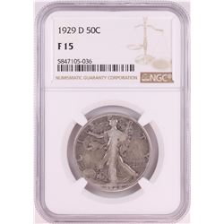 1929-D Walking Liberty Half Dollar Coin NGC F15
