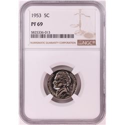 1953 Proof Jefferson Nickel Coin NGC PF69