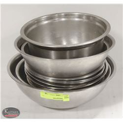 STACK OF 12 ASSORTED S/S MIXING BOWLS