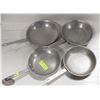 Image 1 : STACK OF FOUR ALUMINUM FRYING PANS, ASSORTED SIZES