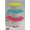 Image 1 : NEW 6 PIECE COVERED MIXING BOWL SET W/ LIDS BY RO