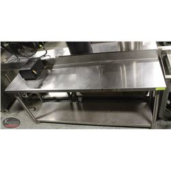 STAINLESS STEEL WORKTABLE W/ BACKSPLASH W/ MOUNTED