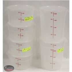 6 CAMBRO INGREDIENT BINS W/ SNAP LIDS. 2L & 4L