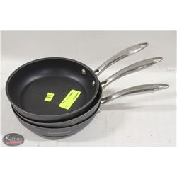 STACK OF 3 NON STICK 8" FRYING PANS