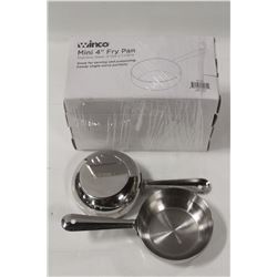 LOT OF 4 NEW WINCO 4" S/S MINI FRY PANS