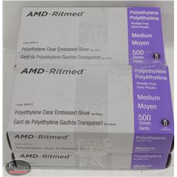 GROUP OF 4 BOXES OF AMD FOOD SAFE POLY GLOVES