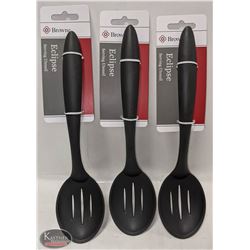 LOT OF 3 NEW BROWNE 10" HIGH HEAT SLOTTED SERVING