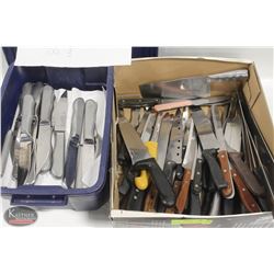 BOX ASST KITCHEN KNIVES & 84 CASPIAN (KEG) STEAK