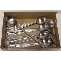 FLAT OF ASSORTED STAINLESS STEEL SERVING SPOONS