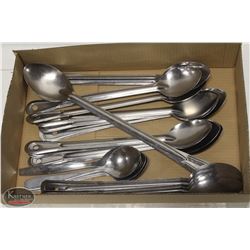 FLAT OF ASSORTED STAINLESS STEEL SERVING SPOONS