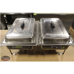 LOT OF 2 FULL SIZE STAINLESS STEEL CHAFING DISHES