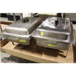 LOT OF 2 FULL SIZE STAINLESS STEEL CHAFING DISHES