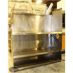 TWO-TIER S/S OVERHEAD SHELF W/ HOOKS ON BACK