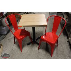 BAILIFF SEIZURE RESTAURANT TABLE W/ 2 RED METAL