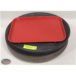 STACK OF 11 BLACK 16" CAMBRO TRAYS & 1 RED TRAY
