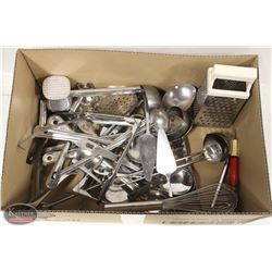 FLAT OF ASSORTED S/S KITCHEN UTENSILS