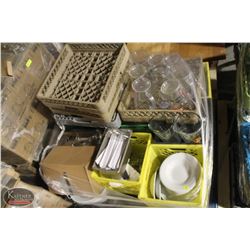 PALLET OF ASSORTED GLASSWARE & DISHWARE. MUST BE