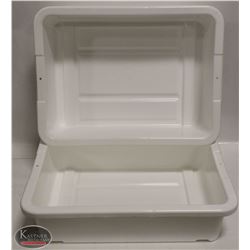 LOT OF TWO 7" DEEP WHITE TOTES