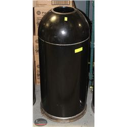 ROUND BLACK TRASH CAN W/ DOME LID