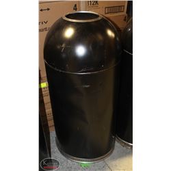 ROUND BLACK TRASH CAN W/ DOME LID