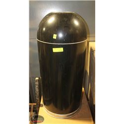 ROUND BLACK TRASH CAN W/ DOME LID