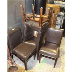 LOT OF 4 DARK BROWN LEATHERETTE DINING CHAIRS