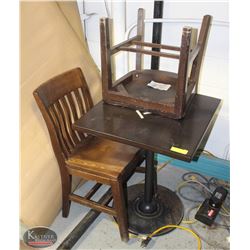 DARK WOOD TOP TABLE W/ 2 CHAIRS