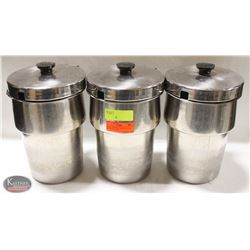 BAILIFF SEIZURE THREE S/S SOUP INSERTS W/ LIDS