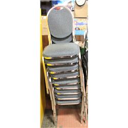 GROUP OF 9 STACKABLE PADDED METAL CHAIRS
