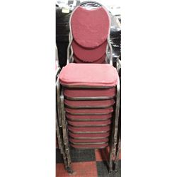 GROUP OF 10 STACKABLE PADDED METAL CHAIRS