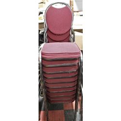 GROUP OF 10 STACKABLE PADDED METAL CHAIRS