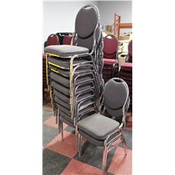 GROUP OF 12 STACKABLE PADDED METAL CHAIRS