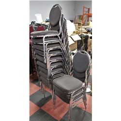 GROUP OF 13 STACKABLE PADDED METAL CHAIRS
