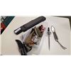 Image 1 : TOTE OF LARGE SHARPENING STONE, KNIVES AND MORE
