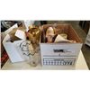 Image 1 : BOX OF CHINA, VASES, COIN BANK FIGURE, STEIN