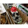 Image 3 : CANNISTER, 2 CANDLE HOLDERS AND BOX OF GLASSWARE