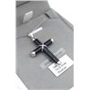 Image 2 : STERLING SILVER GENUINE BLACK ONYX CROSS PENDANT W/ STERLING CHAIN W/ APPRAISAL $545, 6CTS BLACK ONY