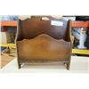 Image 2 : VINTAGE OAK MAGAZINE RACK AND VANITY BRUSH AND MIRROR