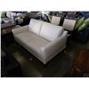 Image 2 : NATUZZI BEIGE GENUINE LEATHER LOVESEAT - AS NEW