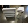 Image 1 : WHITE SHELF AND CHROME AND WHITE ENDTABLE