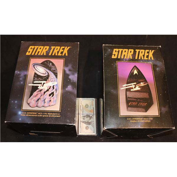 STAR TREK LIGHTED ENTERPRISE STATUES LOT OF 2 IN BOXES
