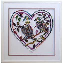Patricia Govezensky- Original Painting on Laser Cut Steel "Love Birds XVII"