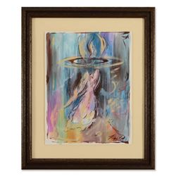 Marta Wiley, Framed Original Mixed Media Painting on Canvas, Thumb Printed and Hand Signed with Lett