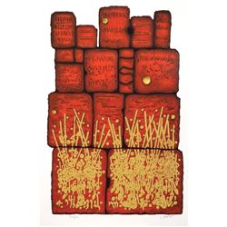 Moshe Castel- Gold Embossed Serigraph  "Prayer at the Wall"