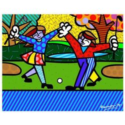 Romero Britto "New Golfer" Hand Signed Giclee on Canvas; Authenticated