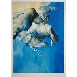 Edwin Salomon- Original Serigraph "Wild Horses in Blue"