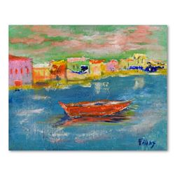 Elliot Fallas, "Harbor Vista" Original Oil Painting on Canvas, Hand Signed with Letter of Authentici