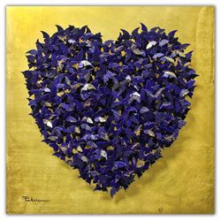 Patricia Govezensky- Original 3D Metal Art on 24k Italian Gold Leaf Wood "Heart"