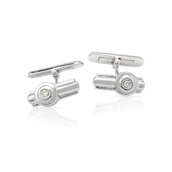 Natural 0.10 CTW Diamond Cuff Links 18K White Gold - REF-113X4T