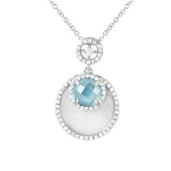 Natural 2.62 CTW Topaz & Diamond Necklace 14K Gold - REF-43X2T